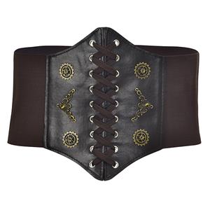 Tied Wasit Belt, High Waist Corset Cinch Belt, Steampunk Wasit Belt, Waist Cincher Belt Black, Elastic Wide Waistband Cinch Belt, Lace Up Wide Waistband Cinch Belt, #N18655