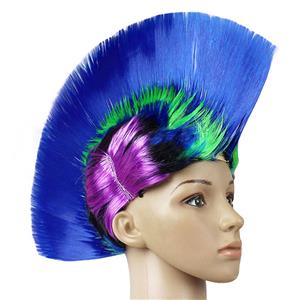 Fashion Modeling Punk Party Short Hair Wig, Funny Exaggerated Upturned Hair Wig, Colorful Short Hair Party Wig, Funny Cockscomb Hair Party Cosplay Wig, Halloween Masquerade Cosplay Party Accessory Wig, #MS19662