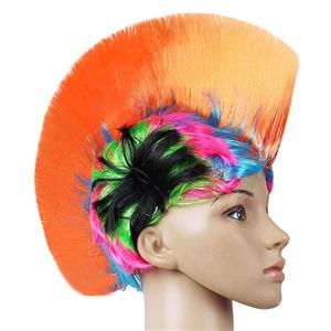 Fashion Modeling Punk Party Short Hair Wig, Funny Exaggerated Upturned Hair Wig, Colorful Short Hair Party Wig, Funny Cockscomb Hair Night Club Party Cosplay Wig, Halloween Masquerade Cosplay Party Accessory Wig, #MS19667