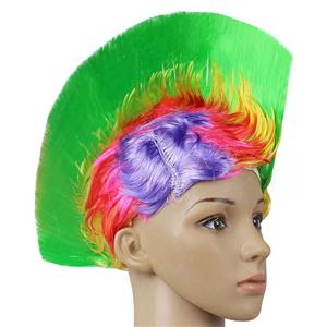 Fashion Modeling Punk Party Short Hair Wig, Funny Exaggerated Upturned Hair Wig, Colorful Short Hair Party Wig, Funny Cockscomb Hair Night Club Party Cosplay Wig, Halloween Masquerade Cosplay Party Accessory Wig, #MS19668