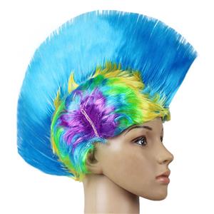 Fashion Modeling Punk Party Short Hair Wig, Funny Exaggerated Upturned Hair Wig, Colorful Short Hair Party Wig, Funny Cockscomb Hair Night Club Party Cosplay Wig, Halloween Masquerade Cosplay Party Accessory Wig, #MS19670