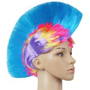 Fashion Modeling Punk Party Short Hair Wig, Funny Exaggerated Upturned Hair Wig, Colorful Short Hair Party Wig, Funny Cockscomb Hair Night Club Party Cosplay Wig, Halloween Masquerade Cosplay Party Accessory Wig, #MS19671
