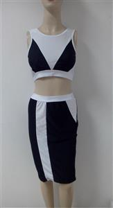 contrast backless strap skirt