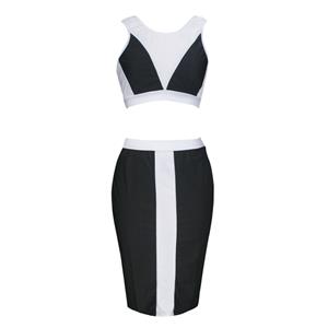 skirt backless strap contrast