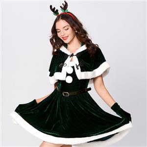 Mini Holiday Dress, Inexpensive Christmas Gifts, Sexy Christmas Dresses,Animal Christmas Dress,Cute Green Elk Animal Christmas Mini Holiday Dress,#XT22533