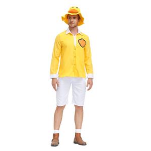 Tops and Short Pants Set, Classic Little Yellow Duck Costume, Adult Cosplay Costume, Sexy White Pants Set Costume, Sexy Halloween Cosplay, Adult Little Yellow Duck Role Play Costume, Little Yellow Duck Top and Pants Set, #N20804