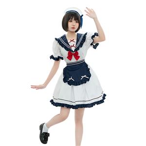 School Girl Costume, Japanese Navy Lolita Suit, Sexy School Girl Costume, School Girl Adult Costume, Japan School Uniform Cosplay Costume, 4Pcs Cute Japanese Navy Lolita Suit Schoolgirl Halloween Cosplay Costume, #N22573