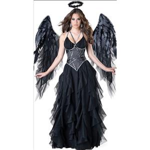 Fallen Angel Halloween Costume,Black Angel Costue,Deluxe Angel Costume, Halloween Costume, Fancy Ball Costume, Angel Catume, Adult Halloween Angel Costume,#N18247