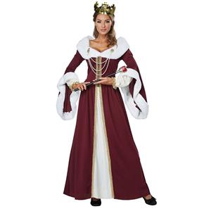 Queen Adult Costume, Hot Sale Halloween Adult Costume, Fashion Cosplay Costume, Medieval Queen Adult Costume, Deluxe Medieval Queen Costume, Women