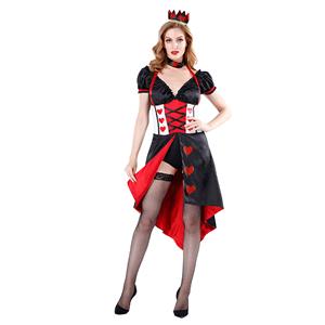 Sexy Queen of Hearts Cosplay Costume, Heartless Queen Royal Body Shaper Costume, Queen Halloween Party Costume,Sexy Queen Bodysuit Dress, #N19485