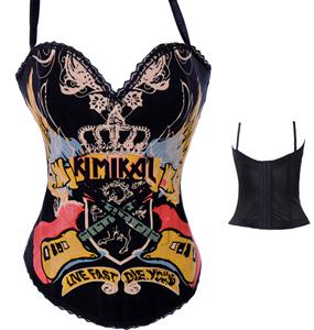 Cool Printed Rhinestone Corset, Rhinestone Women