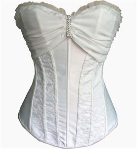 Diamond and Floral Lace Corset, Elegance White Floral Lace Corset, White Embroidered Outerwear Corset, #N8136