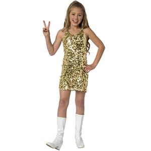 Disco costume for girl, Kids Costumes, sewuined Gold dress, #N5972