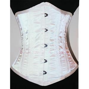 Double Boned Underbust Corsets, White Steel Bones Underbust Corset, Satin Waist Training Underbust Corset, Steel Boned Underbust Corset, Steel Boned Waist Cincher, #N8846