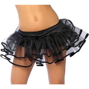 Black Puffy Petticoat, Double Layer Petticoat, Tulle and Satin Petticoat, HG1904