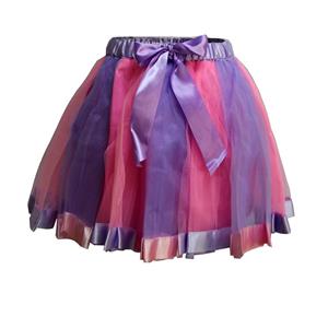 Pink And Purple Double Layered Gauze Bow-knot Outer Elastic Band High-waisted Mini Skirt HG20210