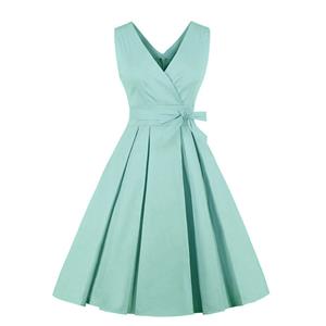 Fashion Dress, Womens Elegant Dress, Elegant V-neck Sleeveless Dress, Green V-neck Dress, Elegant Sleeveless Dress, #N18211