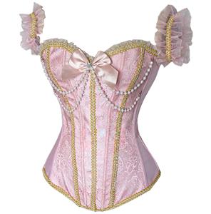 Feminine embroidered corset, Embroidered Peasant Top Corset, Pink embroidered corset, #N5587