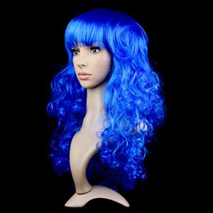 Fashion Long Wave Wig, Blue Bangs Small Wave Wig, Sexy Masquerade Small Wave Wig, Fashion Party Long Wave Wig, Cosplay Long Blue Wave Wig, #MS16080