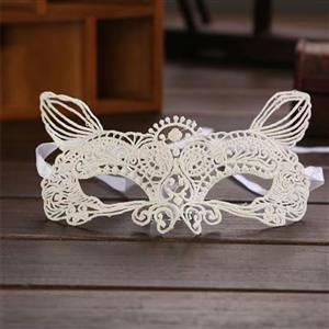 Halloween Masks, Costume Ball Masks, Fashion White Masks, Special White Catwoman Masks, White Lace Mask, Masquerade Party Mask, #MS22978