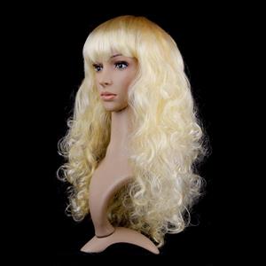 Fashion Long Wave Wig, Gold Bangs Small Wave Wig, Sexy Masquerade Small Wave Wig, Fashion Party Long Wave Wig, Cosplay Long Gold Wave Wig, #MS16085