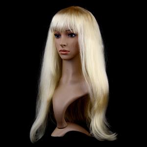 Fashion Gold Long Straight Wig, Gold Straight Bangs Long Wig, Sexy Masquerade Straight Hair Wig, Fashion Party Long Straight Wig, Long Straight Hair Cosplay Wig, #MS16115