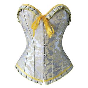 Fashion Silver and Yellow Overbust Corset, Women