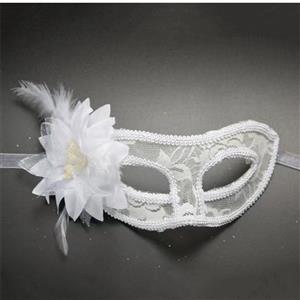 Halloween Masks, Costume Ball Masks, Fashion White Masks, Special White Lily Masks, White Lace Mask, Masquerade Party Mask, #MS22982