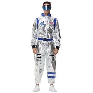 Fashion Men Silver Metallic One-piece Space Suit Adult Cosplay Costume N23770