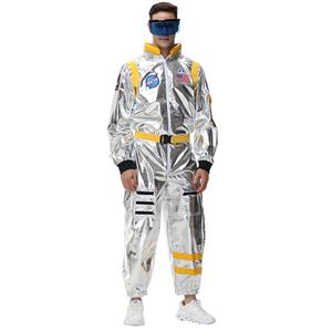 Fashion Men Silver Metallic One-piece Space Suit Adult Cosplay Costume N23771