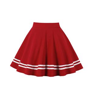 Daily Casual Mini Skirt, OL Midi Skirt, Cute Swing Skirt, Yarn Skirt, Elastic Skirt, Vintage Swing Skirt, Yarn Fabric Double-breasted Skirt, Girl