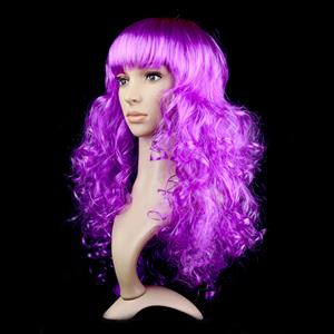 Fashion Long Wave Wig, Purple Bangs Small Wave Wig, Sexy Masquerade Small Wave Wig, Fashion Party Long Wave Wig, Cosplay Long Purple Wave Wig, #MS16092
