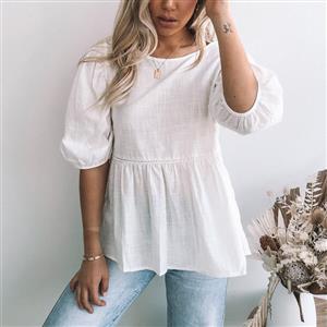 Plus Size Babydoll Blouse, Fashion Casual Blouse, Casual Short Sleeve Blouse, Mid-length Blouses, Women Casual Blouse, Sexy Women