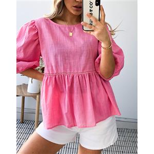 Plus Size Babydoll Blouse, Fashion Casual Blouse, Casual Short Sleeve Blouse, Mid-length Blouses, Women Casual Blouse, Sexy Women