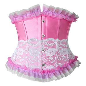 Fashion Pink Underbust Corset, Cheap Women