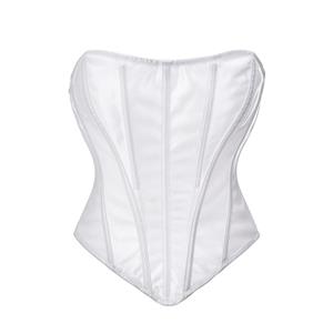 Sexy White Underbust Corset,Sexy White Overlay Underbust Corset,Gothic Corset,Retro Fantasies White Backless Strapless 11 Plastic Bones Zipper Underbust Corset#N22677