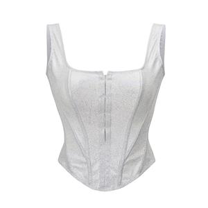 Sexy White Underbust Corset,Sexy Whote Overlay Underbust Corset,Gothic Corset, Retro Fantasies White Backless Wide Straps 11 Plastic Bones Zipper Underbust Corset,#N22679