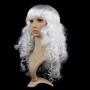 Fashion Long Wave Wig, White Bangs Small Wave Wig, Sexy Masquerade Small Wave Wig, Fashion Party Long Wave Wig, Cosplay Long White Wave Wig, #MS16079
