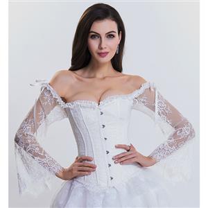 Outerwear Corset for Women, Fashion Body Shaper, Cheap Shapewear Corset, Womens Bustier Top, Steel Boned Corset, White Corset for Women, #N14475