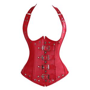 Faux leather underbust corset, underbust corset, black underbust corset, #N2980