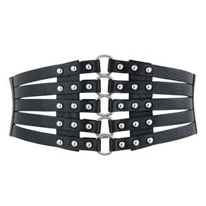 Punk Waist Belt, Metal Waist Belt, Vintage Waist Belt, Elastic Waist Belt, Waist Belt for Women, Wide Cinch Belt, Black Girdle, #N15383