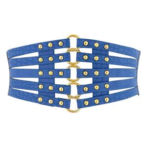 Punk Waist Belt, Metal Waist Belt, Vintage Waist Belt, Elastic Waist Belt, Waist Belt for Women, Wide Cinch Belt, Blue Girdle, #N15386