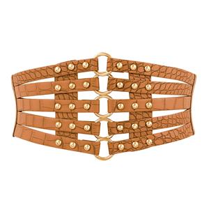 Punk Waist Belt, Metal Waist Belt, Vintage Waist Belt, Elastic Waist Belt, Waist Belt for Women, Wide Cinch Belt, Brown Girdle, #N15389