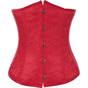 Embossed Underbust Corset, Red Underbust Corset, Floral Brocade Underbust Corset, Christmas Corset, #N8080