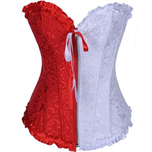 Floral brocade corset, red & white Corset, Sexy corset, #N5077