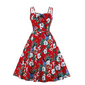 Lovely Floral Print Dress, Floral Print Cocktail Party Dress, Fashion Casual Office Lady Dress, Sexy Swing Dress, Plus Size Dress, Sexy OL Dress, Cocktail Party Dresses for Women, Sexy Spaghetti Straps Dress for Women, #N20274