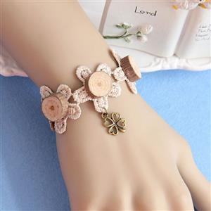 Vintage Bracelet, Gothic Bracelet, Cheap Wristband, Victorian Round Wood Bracelet, Retro Wristband, Bracelet for Women, #J17927