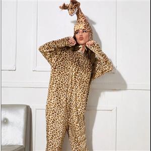 3pcs Unisex Funny Giraffe Animal Bodysuit Pajama Adult Cosplay Halloween Costume N22304