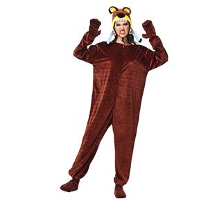 Man-eater Bear Animal One-piece Pajamas, Exclusive Monster Costume, Exclusive Halloween Animal Costume, Animal Halloween Jumpsuits Costume, Funny Furry Animal Costume, Long Sleeve Zipper Jumpsuits Costume,#N23244