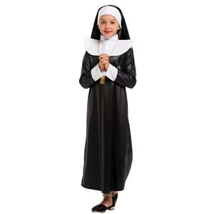 Nun Role Play Costume, Children Halloween Costume, Horror Nun Cosplay Set, Naughty Nun Halloween Costume, Sexy Nun Costume, Girl Children Nun Cosplay Costume, Nun Masquerade Costume, #N22952